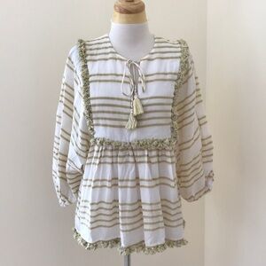ZIMMERMAN Size small striped tasseled blouse.